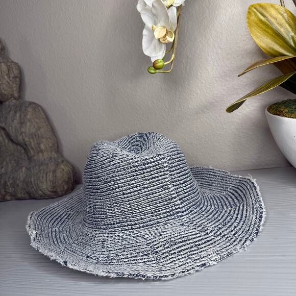 Free People hat woven boho beach dipped crown wide brim cowboy distressed - Picture 4 of 5